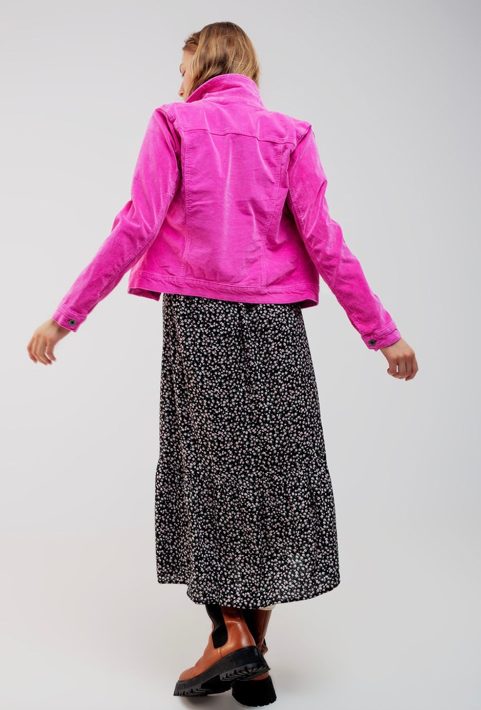 Pink cord skirt and jacket hotsell