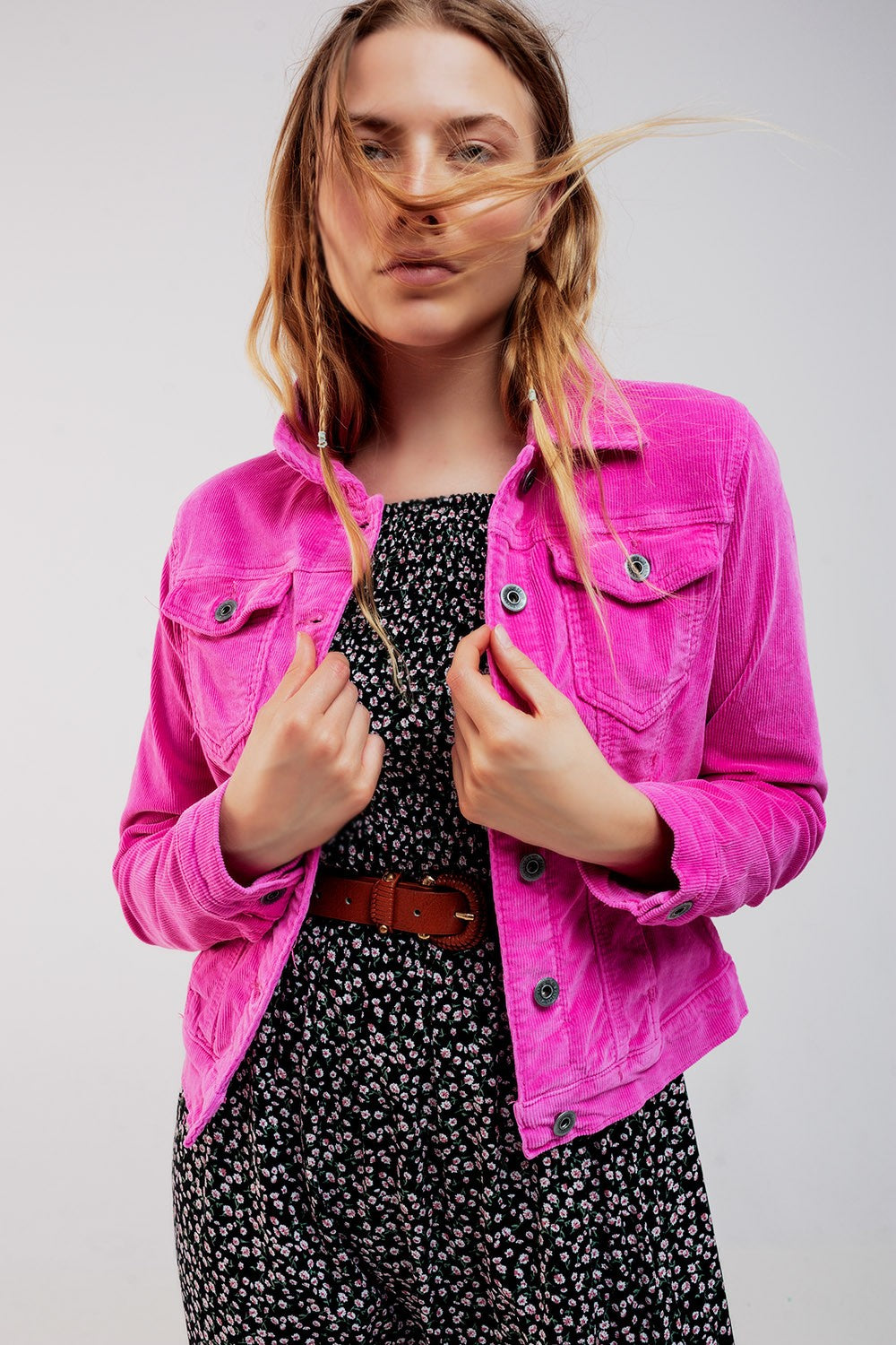 Fabulous Fuchsia Corduroy Jacket Pyar Co