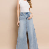 Maxi Denim Skirt With Split