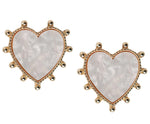 Gold Studded Pink Tortoise Heart Earrings