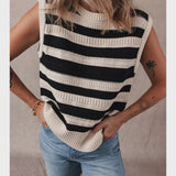 Sleeveless Sweater in Stripes
