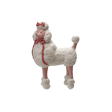Resin Poodle w Glitter, White & Pink
