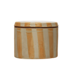 Stoneware Canister with Stripes, Reactive Glaze