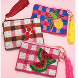 Checker Fruit Coin Tassel Purse