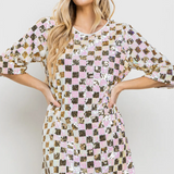 Checkerboard Sequin Mini Dress