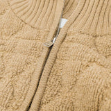 Soft chunky knit bomber jacket in camel color