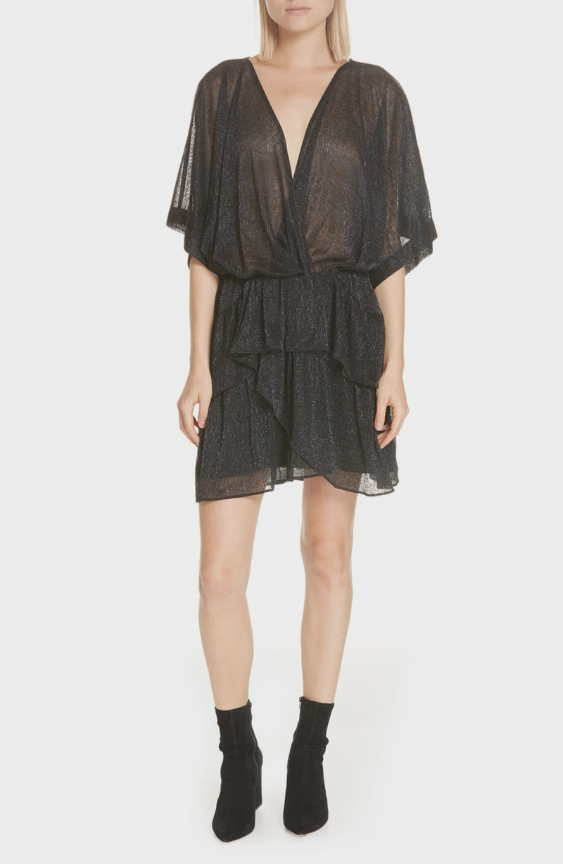 Pre-Loved IRO Tiered‑Ruffle Mini Dress Size 40 –