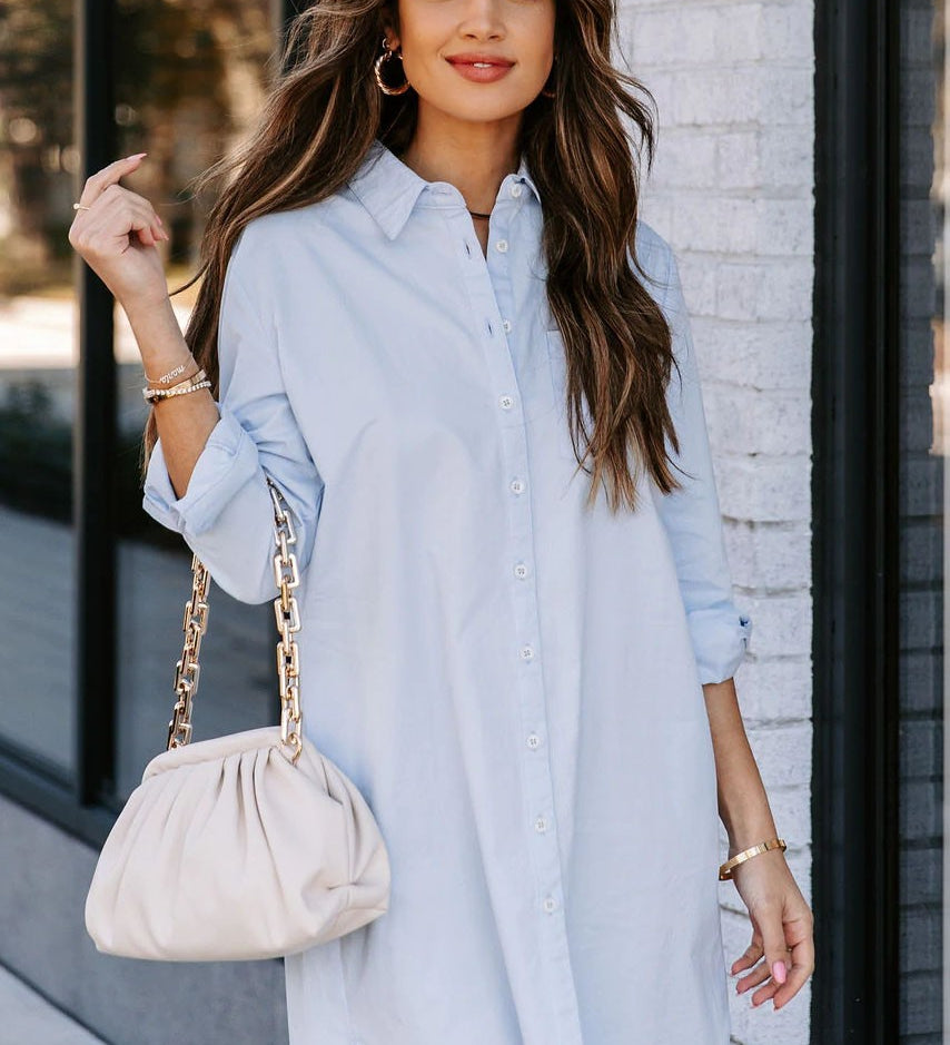 analia dolman sleeve stripe shirt collar oversize dress Shirt Dress Pyar&Co