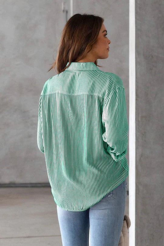 Popular Pinstripes  Button Down Top