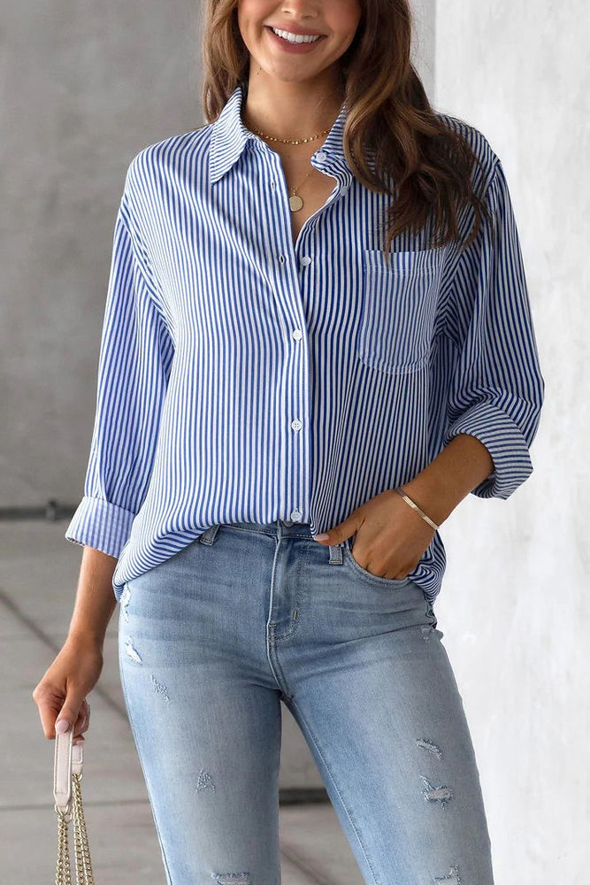 Popular Pinstripes  Button Down Top