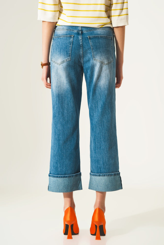 
            
                Load image into Gallery viewer, Roll Hem Jeans in Mid Blue
            
        