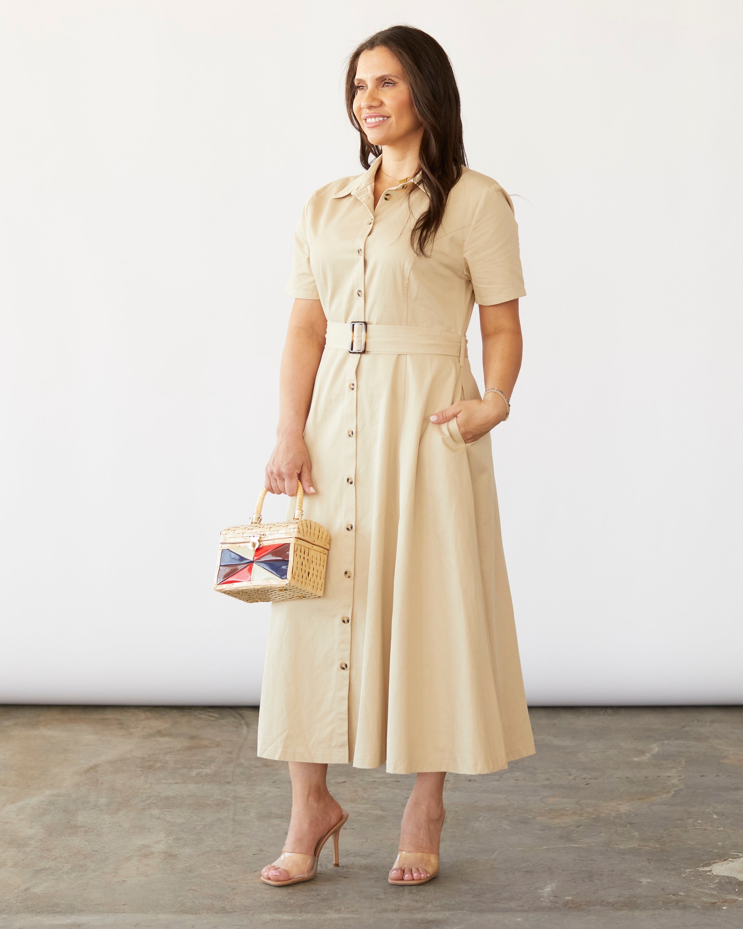 Reformation Luce Organic Cotton-Blend Poplin offers Midi Dress in Khaki Tan Size 6