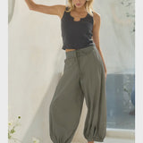 Acid Washed Capri Length Bubble Pants