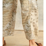 Ecru Garden Print Barrel Pants