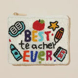 Best Teacher Ever Seed Beaded Pouch