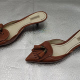Pre-Loved Burberry  Lthr Tassel Kitten Heel Sz 37