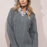 Cable Sweater with shirt