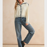 Contrast Sailor Style Sweater Cardigan