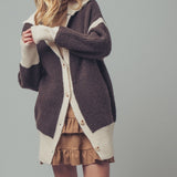 Contrast  Collared Cardigan