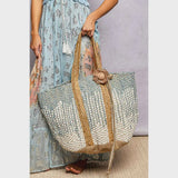 Coastal Crochet Woven Tote Bag