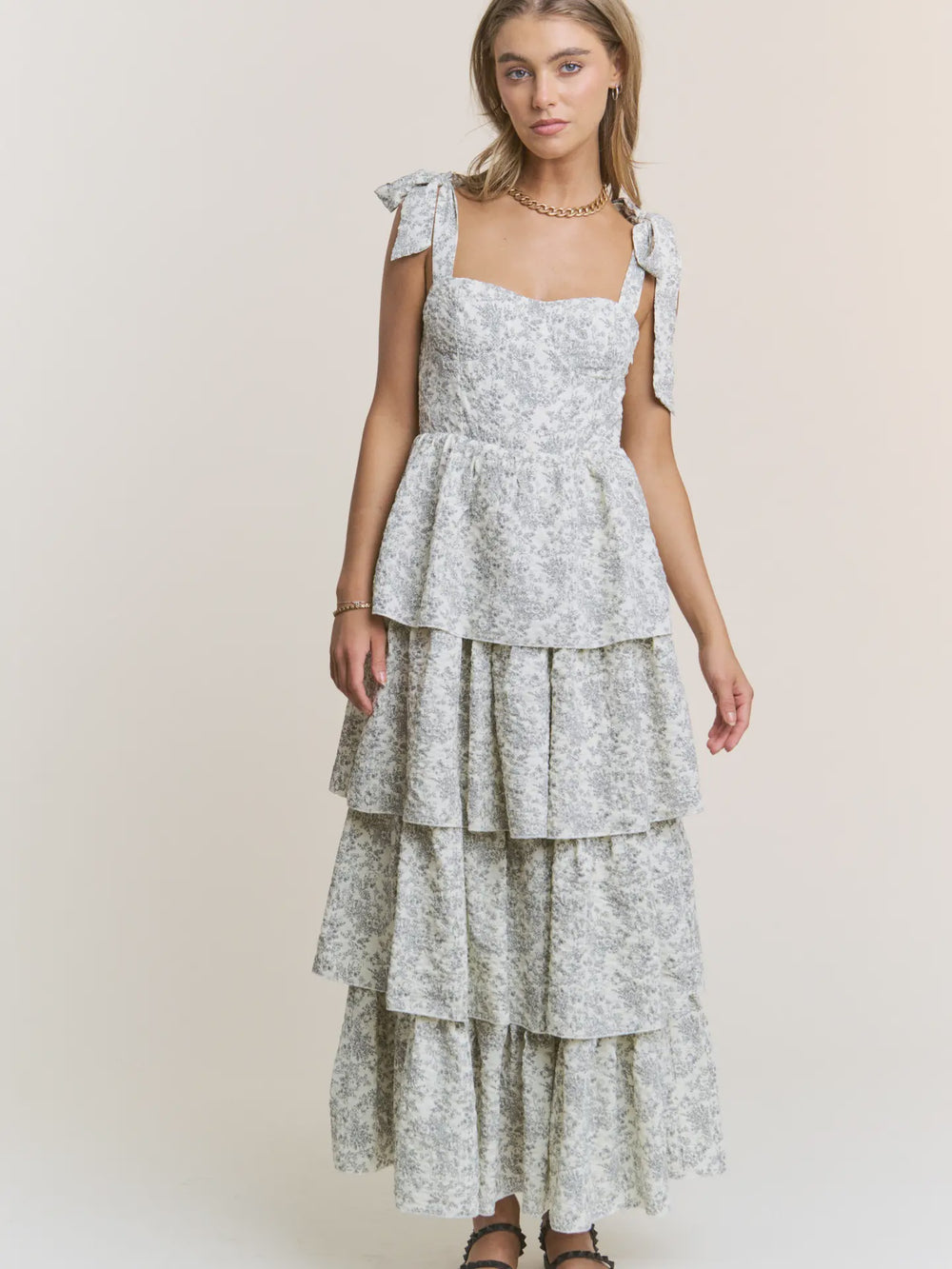 Garden Party Floral Print Midi Dress – Tiered Fit