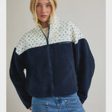 Flower Print Contrast Detail Fleece