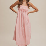 Gathered Drawstring Midi Dress