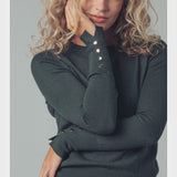 Button Cuff Slim Knit Top
