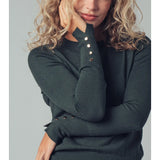 Button Cuff Slim Knit Top