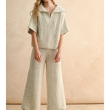 Half Zip Short Sleeve Knitted Top