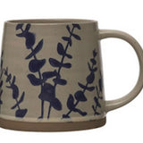 Hand-Stamped Stoneware Mug w/ Botanicals
