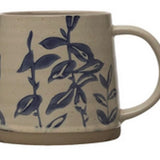 Hand-Stamped Stoneware Mug w/ Botanicals