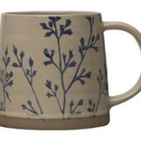 Hand-Stamped Stoneware Mug w/ Botanicals