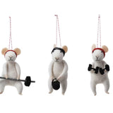 Handmade Wool Felt Workout Mouse Ornaments