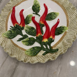 Vintage Bordallo Pinheiro Style Majolica Plates | Chili Peppe | Pyar+Co | Chicago, IL