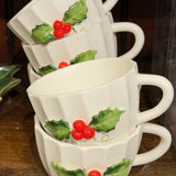 Vntg Holt Howard Holly Berry Cups Set/5