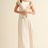Ivory Satin Midi Slip