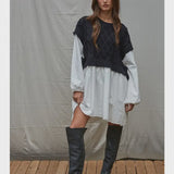 Knit Sweater Shirt Flare Mini Dress