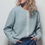 Lace Trim Wool Blend Cardigan