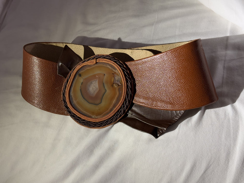 Vintage 1970s Leather Belt Agate