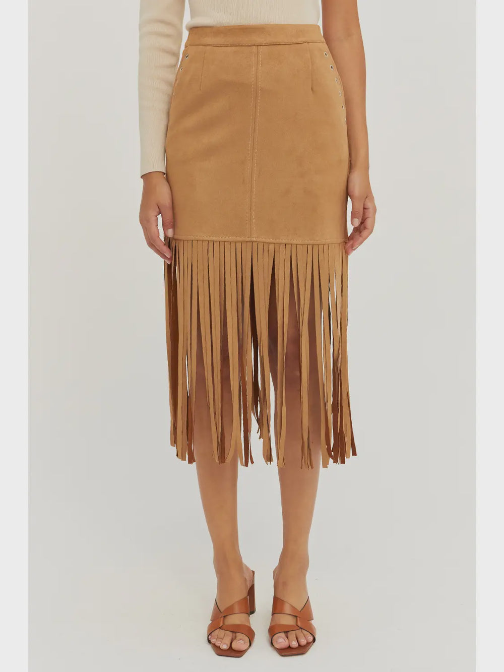 Fresh in Fringe Vegan Suede Skirt