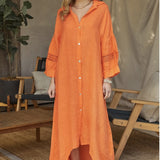 Orange Amalfi Linen Dress