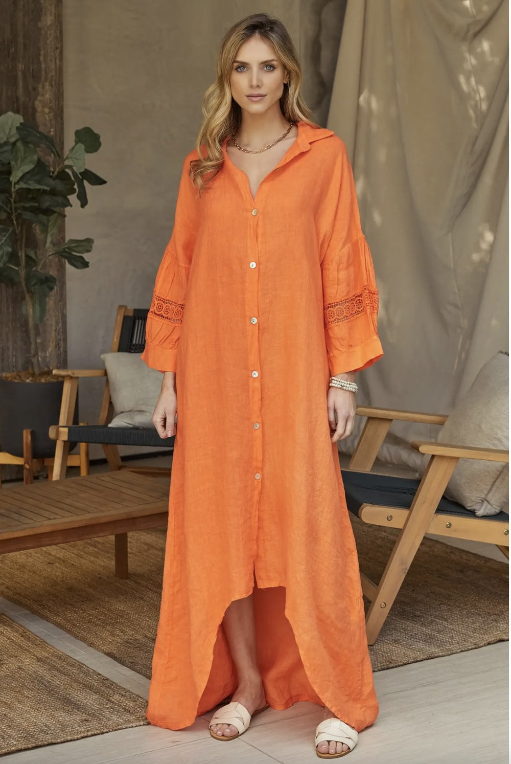 Orange Amalfi Linen Dress