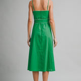 Green Linen Cotton Midi Dress