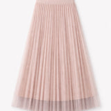 Lurex Pleated Double Mesh Midi Skirt