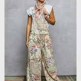 Lace Patch Trim Strap Jogger Overall