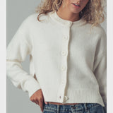 Relaxed Wool Blend Button-Up Cardigan
