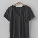 Rolled Sleeve V-Neck Pocket Tee