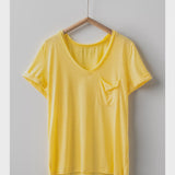Yellow V-Neck Pocket Tee