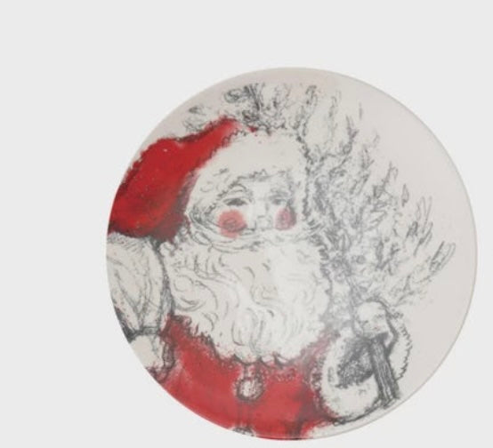 Santa Plate, Red, Black & White